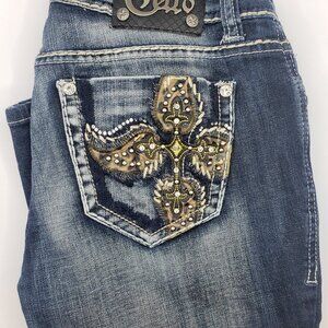 Cello women's leopard leather bootcut jeans size 7